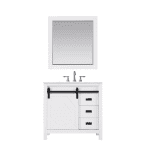 Guangzhou Factory rectangle Shape Bathroom white Marble top white Vanity cabinet and mirror